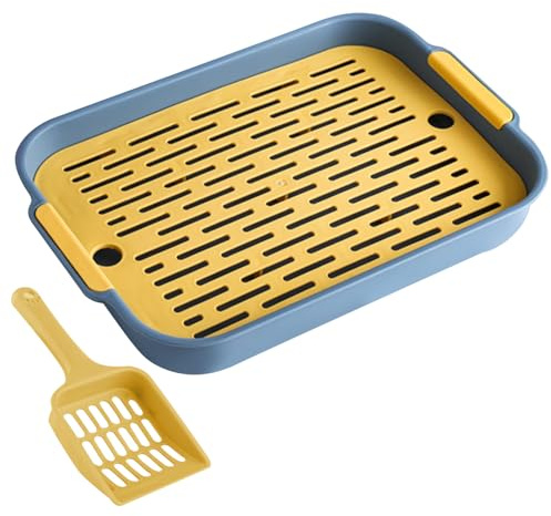 Toilettes pour lapin avec pelle à sable, bac à litière en plastique pratique, toilettes pour animaux de compagnie, hamster, litière pour lapins, lapins (jaune)