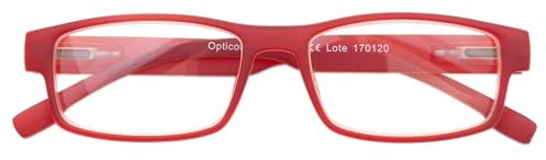 Farmacollection - Gafas para Presbicia Hombre y Mujer - Gafas de Lectura con Lupa Graduadas (+1.0 a +3.5) - Gafas de Farmacia para Ver de Cerca - Incluye Funda a juego (Rojo, 1, x)
