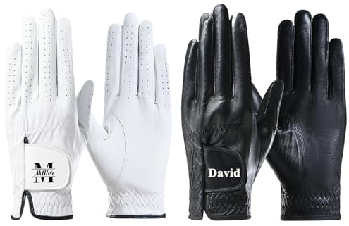UIDMEN Guantes de golf personalizados, guantes de golf de cuero personalizados con nombre, guante de mano izquierda para golfistas diestros, para viajes de golf y uso diario, regalos para golfistas