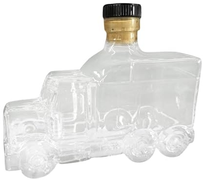 Wine Decanter - Half Truck Style Whiskey Bottle, 375ml Clear Crystal Vessel with Stopper for Champagne Cocktails, Bourbon Decanter | Home Bar Birthday Wedding Party Kitchen Brunch Event Hosting Decor