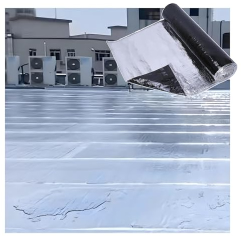 Tela Asfaltica Autoadhesiva,cinta for reparar grietas en asfalto, fieltro autoadhesivo for techos de cobertizos,autoadhesiva y selladora,para Grieta,Piscina,Metal(THK1.2mm/W0.2*L5m)