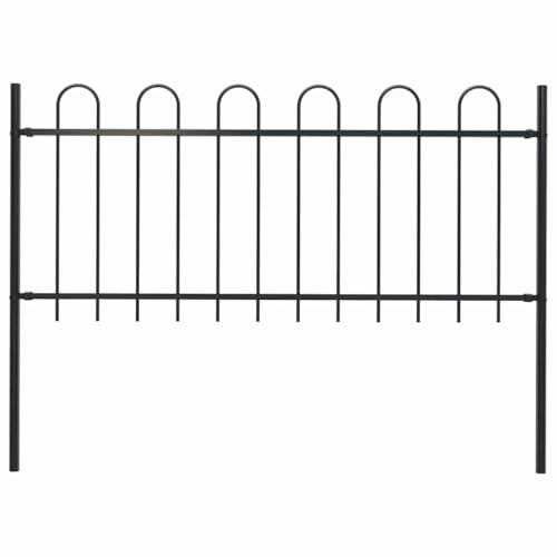 Clôture de jardin en métal, sans creusage, avec arc rond en acier, 181 x 80 cm, noire, pour jardin, terrasse, balcon