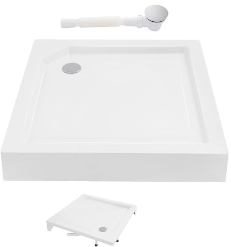 ROGONPDK Duschwanne 85x85 cm, Weiß Quadratisch Duschtasse, Duschwanne mit Träger, Duschkabinen Bodenwanne Quadratisch, für den Einsatz in Privaten Badezimmern und Hotels