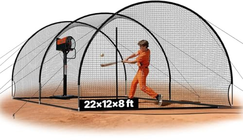 VEVOR Battingbur 6780 x 3 700 x 2 400 mm, självstödande, bärbart baseball och softbollsnät, med hål för kastmaskin, förstärkt plast med glas, utomhus träning inomhus
