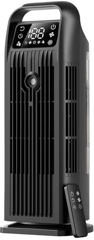 Mobile Klimaanlage ohne Abluftschlauch 6-in-1, Luftkühler mit Wasserkühlung, Mini Klimaanlage Mobil, Klimagerät, 120° Oszillation, 1200ML Tank, 1-12H Timer, Fernbedienung, Mitternachtsschwarz