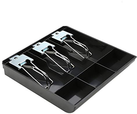 Rengue Kassaregister Insatsbricka Byte Av Kassalåda Organizer ABS Kassalåda med Pengafack för Supermarket Store Hotel (Svart)