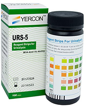 Urine Infection Test 5 Parameter Urine Dip Test (100 Test Strips per Pack pH Glucose Protein Blood & Ketones)