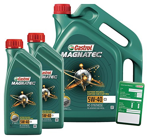 2x 1 L + 5 L = 7 Liter Castrol Magnatec 5W-40 C3 Motoröl inkl. Castrol Ölwechselanhänger