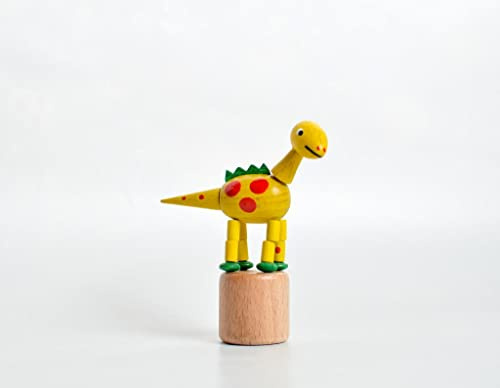 Rudolphs Schatzkiste Holzspielzeug Wackelfigur Dinosaurier gelb Höhe=9cm NEU Spielzeug Wackeln Wackeltier Wackelspielzeug Figur Holzspielzeug Holztier Tier Drücken Drückfigur Holz Holzfiguren Seiffen