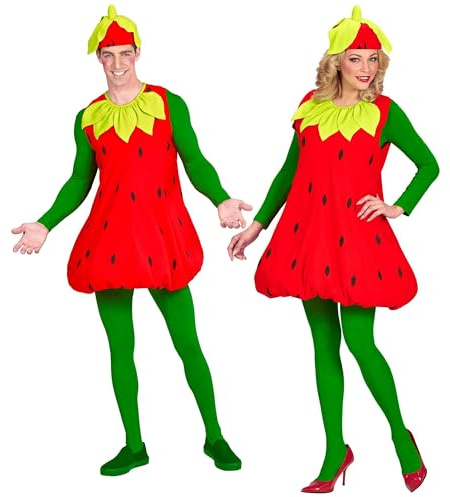 W WIDMANN MILANO Party Fashion - disfraz de fresa, vestido, tocado, disfraz de pareja, fruta, fresa, fiesta temática, carnaval