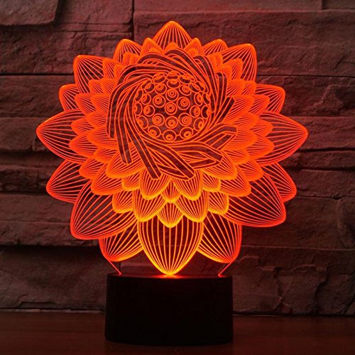 Jinson well 3D lotus Blume Lampe optische Illusion Nachtlicht, 7 Farbwechsel Tisch Schreibtisch Dekoration Lampen mit USB Kabel kreatives Spielzeug