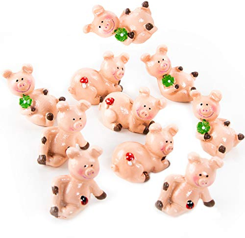Logbuch-Verlag 10 kleine rosa Schweinchen 4 cm rosa Neujahr Silvester mit Kleeblättern Marienkäfer - Mini Glücksschweine Glücksbringer zum Verschenken