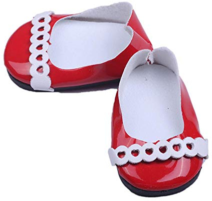Aeromdale Puppenschuhe, süße Schuhe mit Herz-Spitze, für 45,7 cm große amerikanische Puppe, Mädchen, 43 cm große Puppengeschenke, rot, 1 Paar