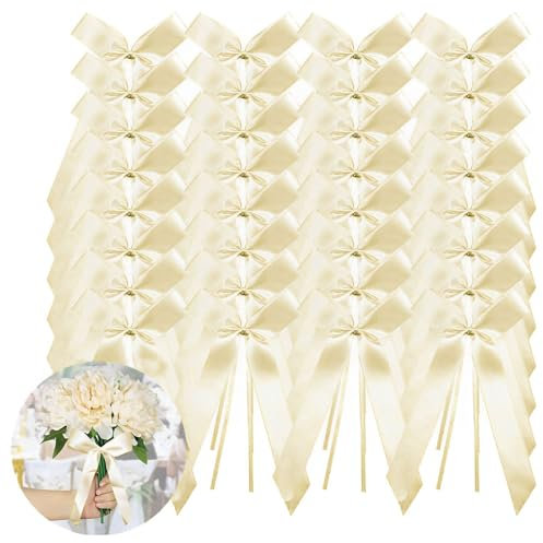 LATRAT 100 Pièces De Decoration Mariage Nœuds Satin Voiture (Ivoire Blanc)