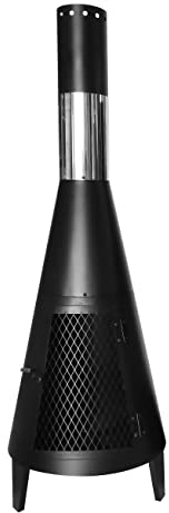 MaxxGarden Atlanta Kamin für den Außenbereich, 44 cm Durchmesser, 134 cm Höhe, Schwarz