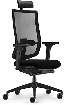 Sedus se:do Pro Light, Drehstuhl, Netzmembran Schwarz, Schiebesitz, Armlehnen und Rückenlehne verstellbar, mit Nackenstütze, Lordosenstütze , Höhenverstellbar 40-52cm, bis 130kg Belastbar