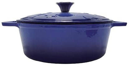 Grillfürst Dutch Oven Sternentöpfchen 3,5 Liter - blauer Gusseisen Bräter mit Henkeln und pflegeleichter Emaillierung, ovaler Schmortopf für Grill und Herd