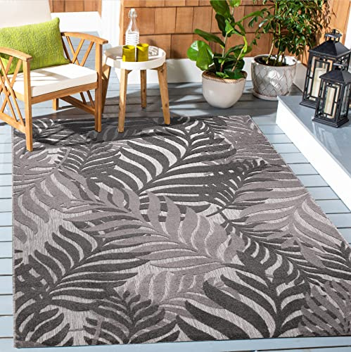 SANAT Outdoor Teppich Wetterfest - Outdoorteppiche für den Innen und Außenbereich, Balkon Teppich Wasserabweisend, Strapazierfähige Teppiche für Terrasse Garten und Wohnzimmer, Grau 120 x 170 cm