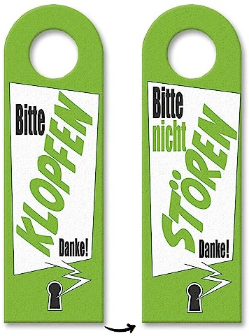 Bitte nicht stören oder klopfen Türhänger mit Schlüsselloch Motiv in grün als praktisches Türschild für Menschen die nicht gestört werden wollen wenn sie am arbeiten sind