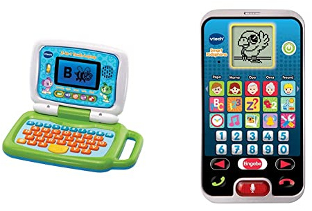 Vtech 80-600904 2-in-1 Touch-Laptop, grün & 80-139304 - Smart Kid's Phone