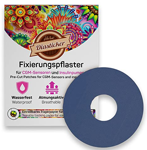 Diasticker® | Freestyle Libre 2/LibreProtect plåster XL (20 stycken, mörkblå | vattentät – andas – starkt grepp | plåster, sensorlapp, fixering, tejp, överlappning, fixeringsplåster