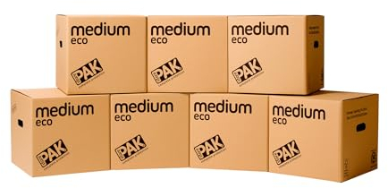 StorePAK Eco Archive Storage Moving Boxes with Handles - (Pack of 7) - 33 Litres - 100% Recyclable – H 31 x W 33 x D 33 cm - MEDIUM
