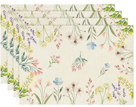 Artoid Mode Blumen Pflanzen Löwenzahn Frühling 4er Set Platzsets, Sommer Küche Tisch Dekoration Drinnen Urlaub Party Dekor 30x45cm