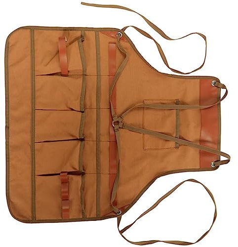 iplusmile Canvas Kochschürze Für Männer Mit Gekreuzten Rückengurten Strapazierfähige Grillschürze Aus Segeltuch Für Camping Bbq Und Küche Mit Taschen Für Utensilien