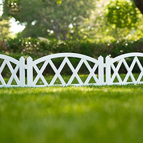 ZYFAB Kunststoff Gartenzaun, drinnen draußen Dekorativer Gartenzaun Schutzumrandung Beetzaun Gartenzaunumrandung Weihnachtsbaumzaun 8 Stück,Weiß