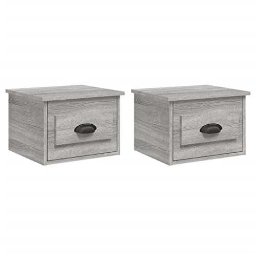 vidaXL Väggmonterade sängbord 2 st grå sonoma 41,5x36x28 cm, sängskåp, sänglådor, sovrumslådor, sänglåda, sovrumslåda, väggmonterat sängbord
