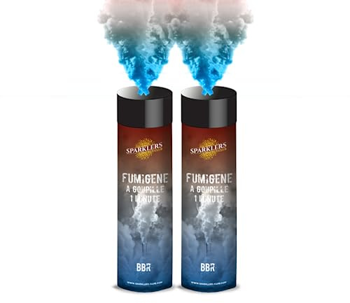 Lot de 2 Fumigènes a Main 1 MINUTE BLEU/BLANC/ROUGE - Déclenchement à Goupille, durée 60 secondes, fumigene FRANCE ALLEZ LES BLEUS EURO 2024 - fumigene a main SPARKLERS CLUB®