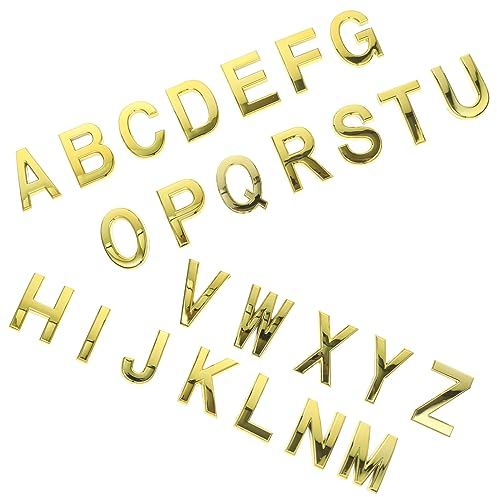 Happyyami 26stücke Teiliges Selbstklebendes Buchstaben-schilderset Aus Resin Goldene Buchstaben Für Holzoberflächen Für Türen Wände Und Briefkästen Langlebig Elegant