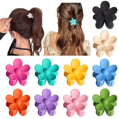 RabbFit 10 Stück kleine Blumen-Haarklammern,für Frauen, Mädchen und Kinder – rutschfester Haarschmuck für dünnes/mitteldickes Haar (10 Farben)