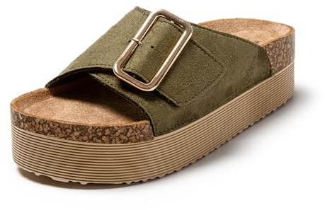 JOMIX Sandalen Damen Pantoletten Damen Flach rutschfest Sommer Badelatschen Strandsandalen Freizeit Clogs (Grün, 37 EU, SD9168)