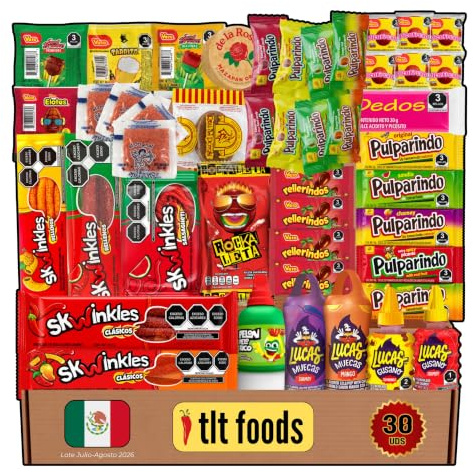 TLT FOODS Lote Dulces Mexicanos – Pack Variedad Chuches Mexicanas Picantes Para Regalar, Mix Surtido Golosinas Caramelos, Candy Box Snacks Mexico, Chamoy, Pelon Pelo Rico, Pulparindo, Tamarindo
