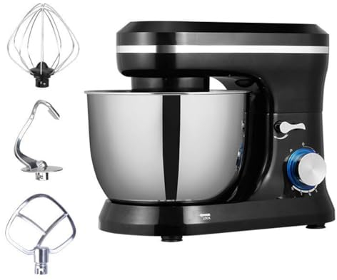 TQQEPOOL Batteur Électrique sur Socle 3-en-1,1200W 8 Vitesses avec Bouton D'impulsion,Accessoires Et Bol 5L pour Plupart des Cuisiniers Amateurs