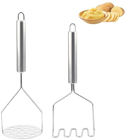 2 Stück Kartoffelstampfer Edelstahl Potato Masher Küchenutensilien Edelstahl Stampfer für Kartoffelpüree