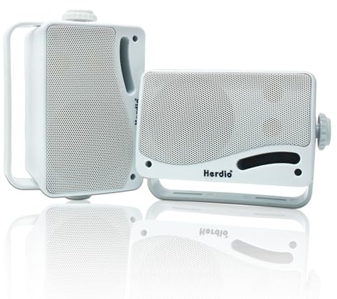 Herdio 3,5 Pollice Bluetooth Altoparlanti da esterno 200Watt Diffusori da Esterno Casse per Esterno Per Esterno,All-Weather Durability, per Patio Marine Boat Garage Indoor (Coppia，Bianco)