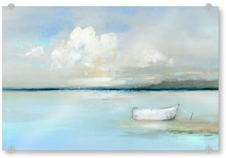 artboxONE Acrylglasbild 45x30 cm Natur Tag des Angelns Bild hinter Acrylglas - Bild Boot küste Meer