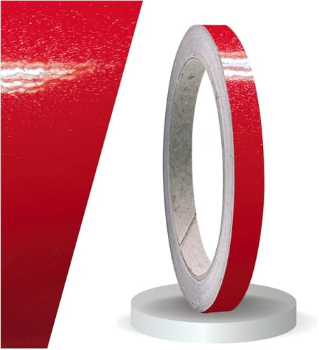 siviwonder Zierstreifen selbstklebend Folie Rot Metallic Glanz glänzend 9 mm x 10 m Rolle Dekorband Auto Motorrad Boot Fahrrad Wohnwagen Helm Pinstripe Klebeband für Konturmarkierung Dekoration Linie