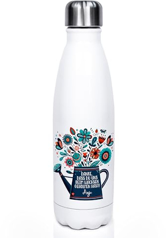 GRAZDesign Wasserflasche Erzieherin mit Namen personalisiert Danke Thermosflasche für Kaffee, Wasser, Tee, Edelstahl 500ml