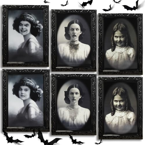 Halloween Horror Deko Bilderrahmen mit 24 Fledermaus Deko, 3-teiliges Set mit 3D Lentikular-Magie, ideal für Bar und Spukhaus Themenpartys, einzigartige Hängedeko für festliche Stimmung