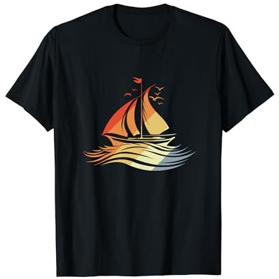 Segeln Zeichnung Vintage Look Segler Segelyacht T-Shirt