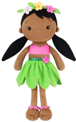 GAGAKU 40 cm Weiche Stoffpuppe, Schutzengelpuppen, Taufgeschenk für Baby Mädchen, Kuscheltier, Glücksbringer für Kinder von 3-5 Jahren (40 cm Afroamerikanisches Mädchen)
