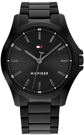 Tommy Hilfiger herr analog kvartsur med rostfritt stål armband 1710680, svart, Armband