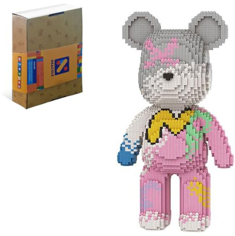 Neacole Bärenbausteine (7220 Stück), 43/46 cm, Bärenbausteine, Mikro-3D-Tierbausteine für Erwachsene und Kinder, Heim- und Bürodekoration, Geburtstags- und Valentinstagsgeschenke (Graffiti-Bär)