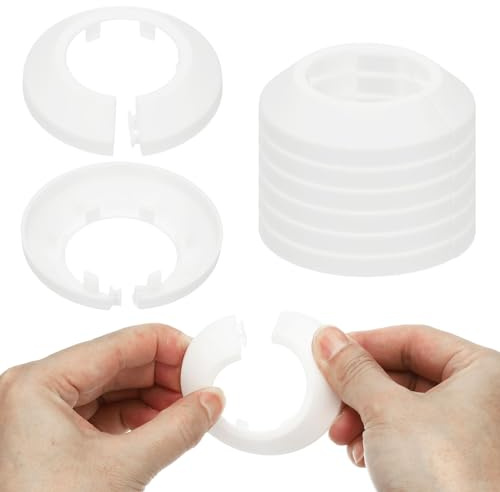 PATIKIL 35mm Plumbing Cover Plates, 9 PCS Wall Split Flange Pipe Cover Decoration Escutcheon Plate Collar Flange Water Pipe Cover Decoration PP Plastic for Wall Pipe Tube Hole, White