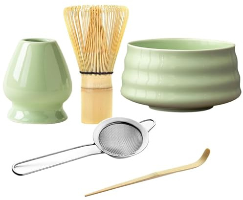 Matcha Kit, 5 Piece Matcha Tea Set, Matcha Whisk, Matcha Bowl, Chasen Holder and Matcha Spoon, Matcha Tea Kit for Office and Tea Room
