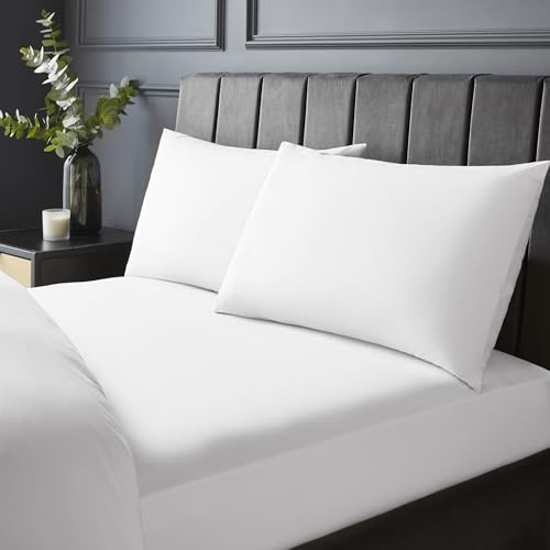Silentnight Pure Cotton Fitted Sheet - Cool Soft Touch 200 Thread Count - Extra Deep 40cm Bed Mattress Sheet - Breathable 100% Cotton - Elasticated Corners, Machine Washable, White, King