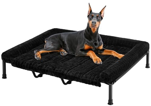 Veehoo Erhöhtes Hundebett Extra Große Hunde,XXL Hundeliege Outdoor Waschbar | XXL Hundebett Orthopädisch mit Plüschkissen, Abnehmbares & Rutschfestes, Ganzjahreskomfort für Drinnen Draußen, 150 x 94 cm